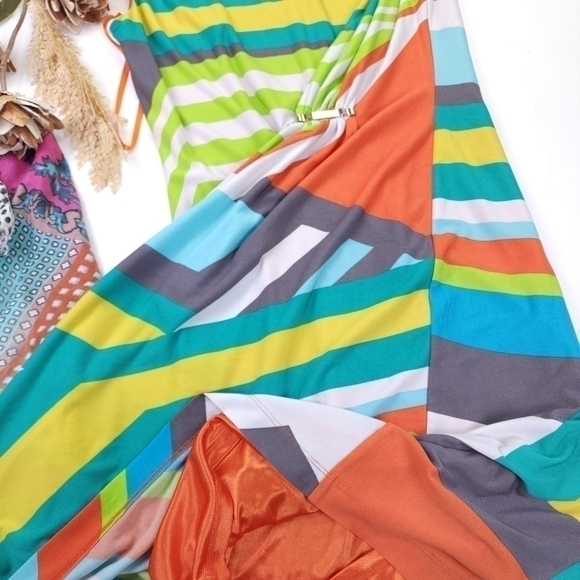 Tahari Multicolored Striped Dress Sz 14 - Picture 15 of 16